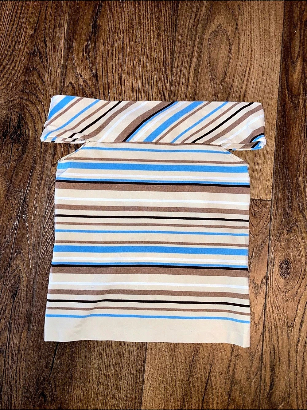 Made in Italy of Benetton Striped Blue & Brown Tank Top 70s style size s